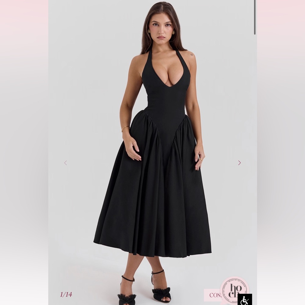 House of CB Halter Black Midi Dress